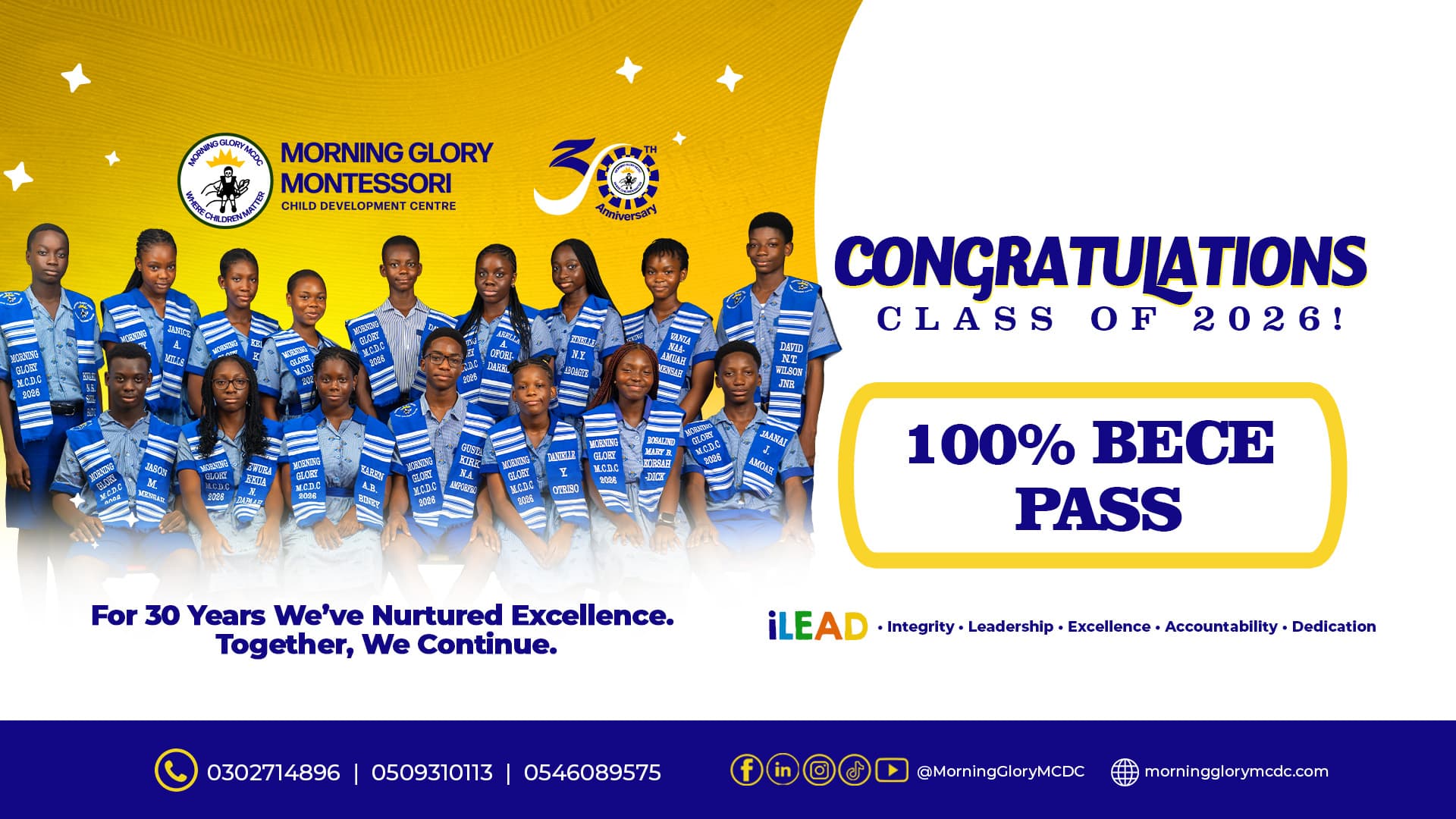 100% BECE Pass Rate Banner